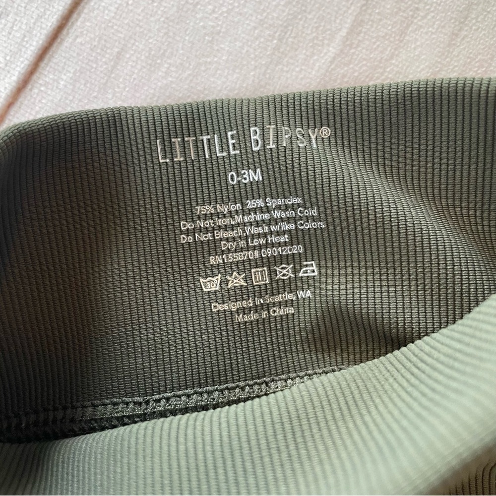 Little Bipsy Ribbed Athletic Leggings Baby Girl 0-3 Months Forest Green Boho - Picture 7 of 7